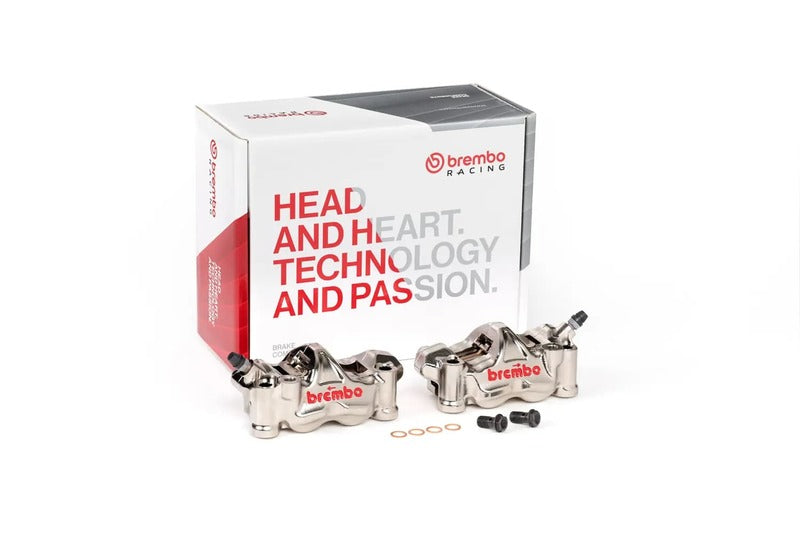 Brembo GP4RX – Paar Bremssättel (1 mm Kolbenversatz, CNC-gefräst, verchromt) – inkl. Bremsbeläge