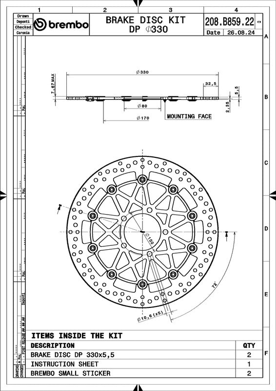 Brembo UPGRADE Supersport – Rund, schwimmende Bremsscheiben (Set, 208B85922)
